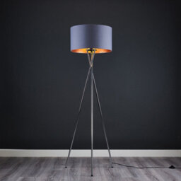 Valuelights Camden Chrome Tripod Floor Lamp With Grey/copper Shade And Bulb - thumbnail 2