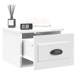 Berkfield Wall-Mounted Bedside Cabinet High Gloss White 41.5X36X28Cm - thumbnail 4