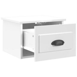 Berkfield Wall-Mounted Bedside Cabinet High Gloss White 41.5X36X28Cm - thumbnail 5