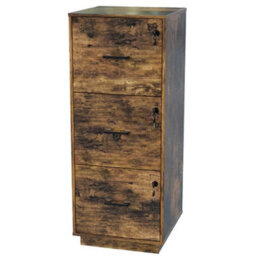 3 Drawer File Cabinet, Lockable Filing Cabinet For A4 Letter, Brown Home Office - thumbnail 4