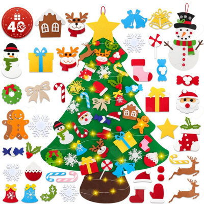Amorly 100Cm Diy Felt Christmas Tree For Kids, Felt Snowman Set With 40 Removable Ornaments, Hanging Toddler Christmas Craft Decoration - image 1