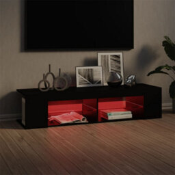 Berkfield Tv Cabinet With Led Lights Black 135X39X30 Cm - thumbnail 5