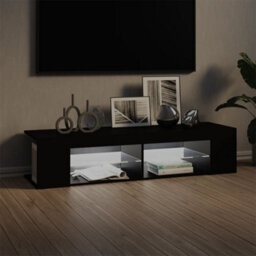Berkfield Tv Cabinet With Led Lights Black 135X39X30 Cm - thumbnail 3