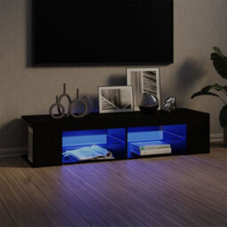 Berkfield Tv Cabinet With Led Lights Black 135X39X30 Cm
