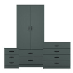 Lassic Vida Designs Riano 3 Piece Bedroom Set (3 Drawer Bedside Chest, 4 Drawer Chest, 2 Door 2 Drawer Wardrobe), Green - thumbnail 8