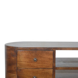 Artisan Furniture Solid Wood Chestnut Rounded Entertainment Unit, 4 Drawers & 2 Open Slots, Brown - thumbnail 6
