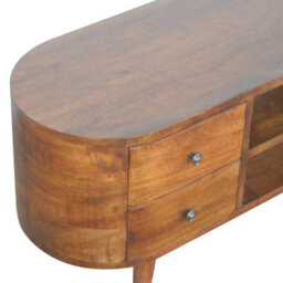Artisan Furniture Solid Wood Chestnut Rounded Entertainment Unit, 4 Drawers & 2 Open Slots, Brown - thumbnail 7