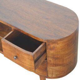 Artisan Furniture Solid Wood Chestnut Rounded Entertainment Unit, 4 Drawers & 2 Open Slots, Brown - thumbnail 8