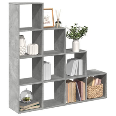 Berkfield Room Divider Bookcase 4-Tier Concrete Grey 131.5X29X131.5 Cm Engineered Wood - image 1