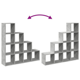 Berkfield Room Divider Bookcase 4-Tier Concrete Grey 131.5X29X131.5 Cm Engineered Wood - thumbnail 8