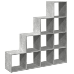 Berkfield Room Divider Bookcase 4-Tier Concrete Grey 131.5X29X131.5 Cm Engineered Wood - thumbnail 7