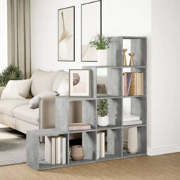Berkfield Room Divider Bookcase 4-Tier Concrete Grey 131.5X29X131.5 Cm Engineered Wood - thumbnail 4