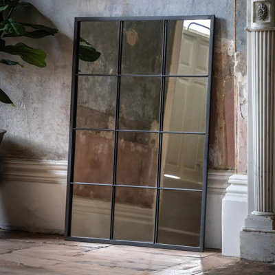 Xample Gallery Chafford Black Window Mirror 80 X 110Cm - Metal Frame Pane Style Mirror, Wall Mounted, Portrait Or Landscape - image 1