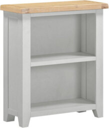 Seconique Windsor Low Bookcase Pebble Grey With Oak Top Fully Assembled - thumbnail 2