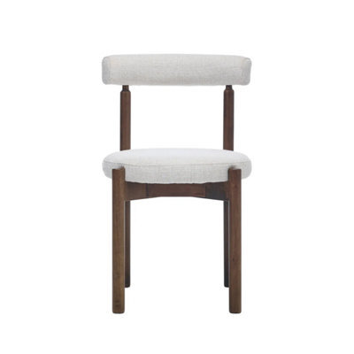 Skara Set Of 2 Light Warm Grey Textured Fabric Dining Chairs With Walnut Effect Solid Wood Frame - image 1