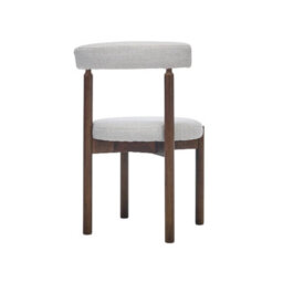 Skara Set Of 2 Light Warm Grey Textured Fabric Dining Chairs With Walnut Effect Solid Wood Frame - thumbnail 5