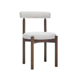 Skara Set Of 2 Light Warm Grey Textured Fabric Dining Chairs With Walnut Effect Solid Wood Frame - thumbnail 2