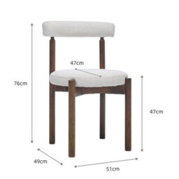 Skara Set Of 2 Light Warm Grey Textured Fabric Dining Chairs With Walnut Effect Solid Wood Frame - thumbnail 8