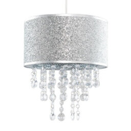 Valuelights Bonita Silver Glitter And Jewel Droplet Ceiling Lamp Shade And Bulb - thumbnail 7