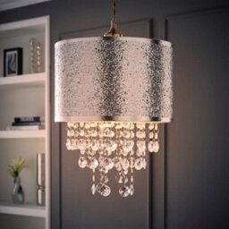 Valuelights Bonita Silver Glitter And Jewel Droplet Ceiling Lamp Shade And Bulb - thumbnail 3