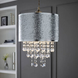Valuelights Bonita Silver Glitter And Jewel Droplet Ceiling Lamp Shade And Bulb - thumbnail 2
