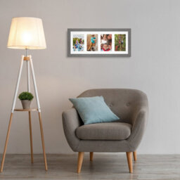 AK Frames 50X20Cm Marble Grey Modern Multi Photo Frame With White Mount - Holds 4 Apertures (4X) 6X4 Photos - thumbnail 3