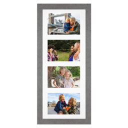 AK Frames 50X20Cm Marble Grey Modern Multi Photo Frame With White Mount - Holds 4 Apertures (4X) 6X4 Photos