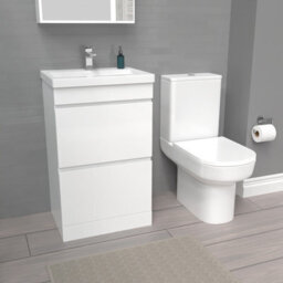 Nes Home 500mm White 2 Drawers Basin Vanity  & Rimless Close Couple Toilet - thumbnail 5