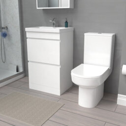 Nes Home 500mm White 2 Drawers Basin Vanity  & Rimless Close Couple Toilet - thumbnail 1