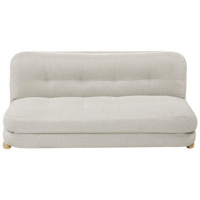 Beliani Sofa Bed 2 Seater Esbjerg Faux Linen Off-White - image 1
