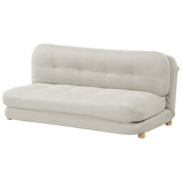 Beliani Sofa Bed 2 Seater Esbjerg Faux Linen Off-White - thumbnail 4