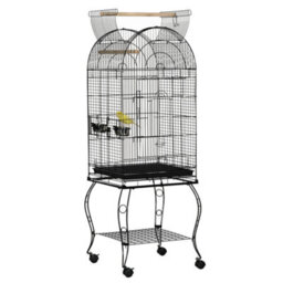 Pawhut 1.53(M) Bird Cage, Parrot Finch Macaw Conure W/ Perch, Wheels, Stand - thumbnail 2