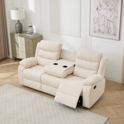 More4Homes Boston 3 Seater Fabric Manual Recliner Sofa (Beige) - thumbnail 8