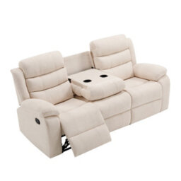 More4Homes Boston 3 Seater Fabric Manual Recliner Sofa (Beige) - thumbnail 5