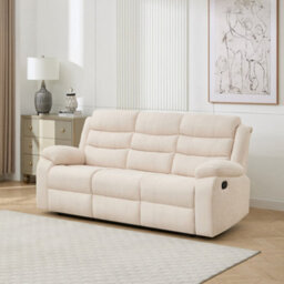 More4Homes Boston 3 Seater Fabric Manual Recliner Sofa (Beige)