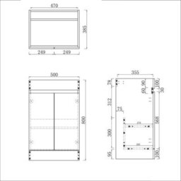 Probaty Bathrooms Vanity Unit Matte Anthracite Mdf,500X385X800mm,freestanding,2 Doors With Artificial Stone Square Basin - thumbnail 8