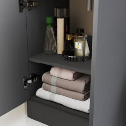 Probaty Bathrooms Vanity Unit Matte Anthracite Mdf,500X385X800mm,freestanding,2 Doors With Artificial Stone Square Basin - thumbnail 6