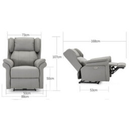 More4Homes Electric Powered Recliner Chair With Wingback Design And Usb Charger Port In Grey Bonded Leather - thumbnail 9