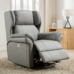 More4Homes Electric Powered Recliner Chair With Wingback Design And Usb Charger Port In Grey Bonded Leather
