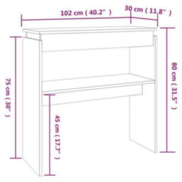 Berkfield Stylish Console Table Smoked Oak 102X30X80 Cm Engineered Wood - thumbnail 6