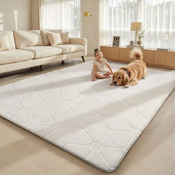 Cream  White  120X160Cm Modern Rugs Large Geometric Rug Living Room Bedroom Anti Slip Soft Carpet Mat - thumbnail 3