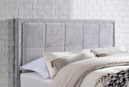 Save On Goods UK 4Ft6 Double Fabric Upholstered Bed Framesilver/steel Crushed Velvet Fabric Bedstead,squares,tall Headboard - thumbnail 4
