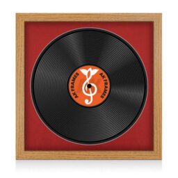 "16X16"" Oak Modern Vinyl Record Frame With Crimson Mount For 12 Inch Lp Disc - Ak Frames"