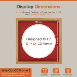 "16X16"" Oak Modern Vinyl Record Frame With Crimson Mount For 12 Inch Lp Disc - Ak Frames" - thumbnail 2