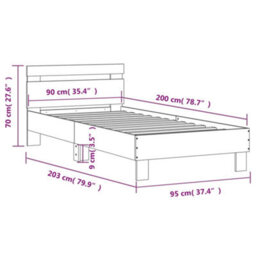 Vidaxl Bed Frame Without Mattress With Headboard Sonoma Oak 90X200 Cm - thumbnail 3