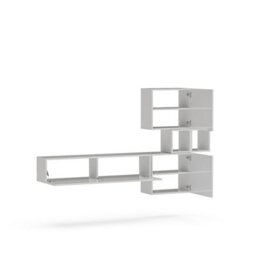 Decorotika Sabadell Moduler Modern Tv Unit Wall Mount Customizable Layout High Gloss White - thumbnail 5