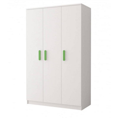 Arte Smyk 19 White Hinged Wardrobe 1200mm H1930mm D500mm With Vibrant Lime Green Handles - Spacious Storage Solution - image 1