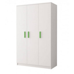 Arte Smyk 19 White Hinged Wardrobe 1200mm H1930mm D500mm With Vibrant Lime Green Handles - Spacious Storage Solution - thumbnail 1