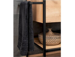 Impact Furniture Freestanding Bathroom Vanity Unit 700mm Countertop Sink Floor Cabinet With Black Metal Towel Rail Oak Loft Industrial Brook - thumbnail 6