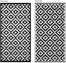 Aamen Garden Rug Reversible Outdoor Lawn Carpet Waterproof  Rug  120X180 Cm, Black/white - thumbnail 2